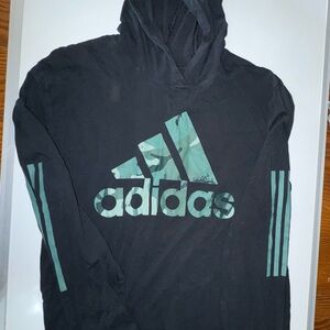 Adidas Black Hoodie with Teal Accents